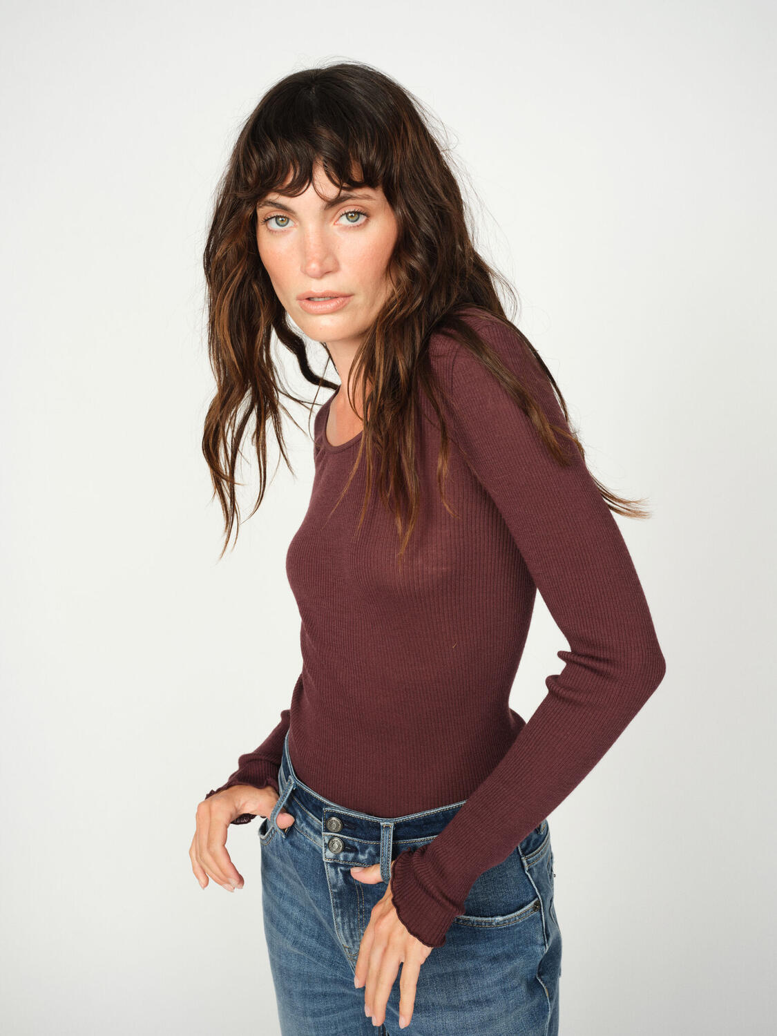 Elaine Seamless langærmet t-shirt - Fudge